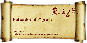 Rohoska Ágnes névjegykártya
