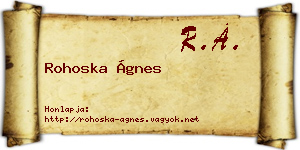 Rohoska Ágnes névjegykártya